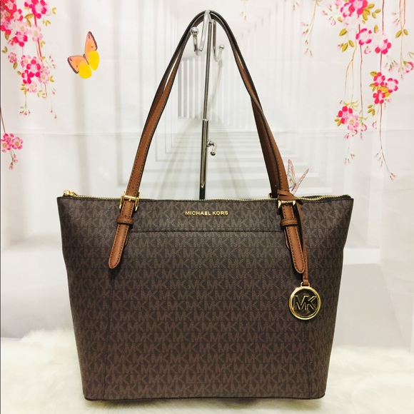 Michael Kors Handbags - Michael Kors Ciara Large Zip Tote Bag Brown
